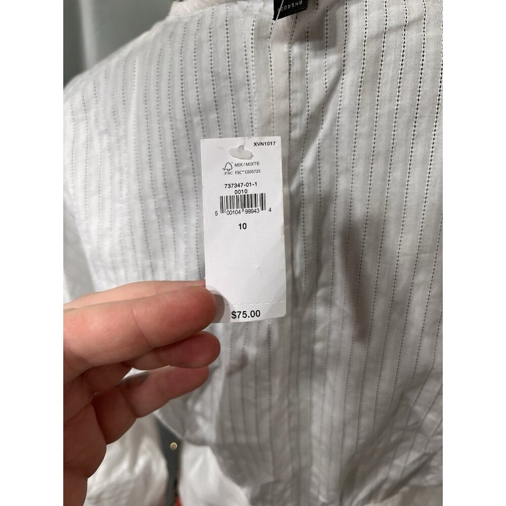 Banana Republic Puff Sleeve Crop Blouse Cotton Womens White Size 10 - Picture 5 of 7